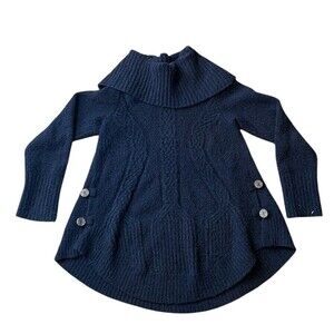 Anthropologie Angel Of The Snow Cabled Boucle Pullover Navy Cozy Sweater Sz S